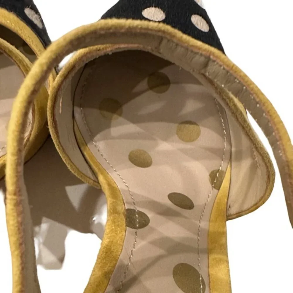 Boden Tisha Polka Dot Cow Hide and Yellow Suede Strappy Heels - Size 8.5 - Picture 13 of 16